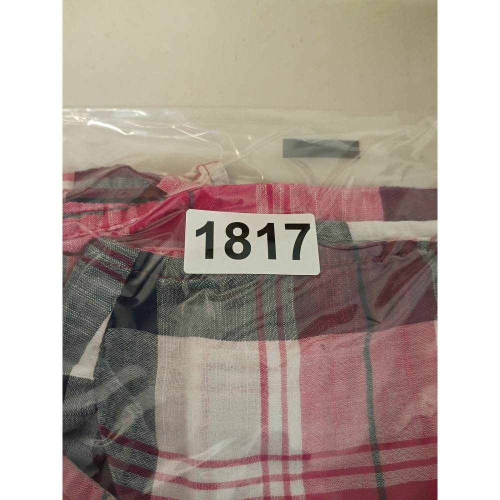 Great Northwest Indigo Sleeveless Plaid Shirt Womens Large Pink Navy Button Down - Picture 8 of 8